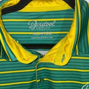 Barstool Sports Golf Striped Performance Polo Green Yellow size XL